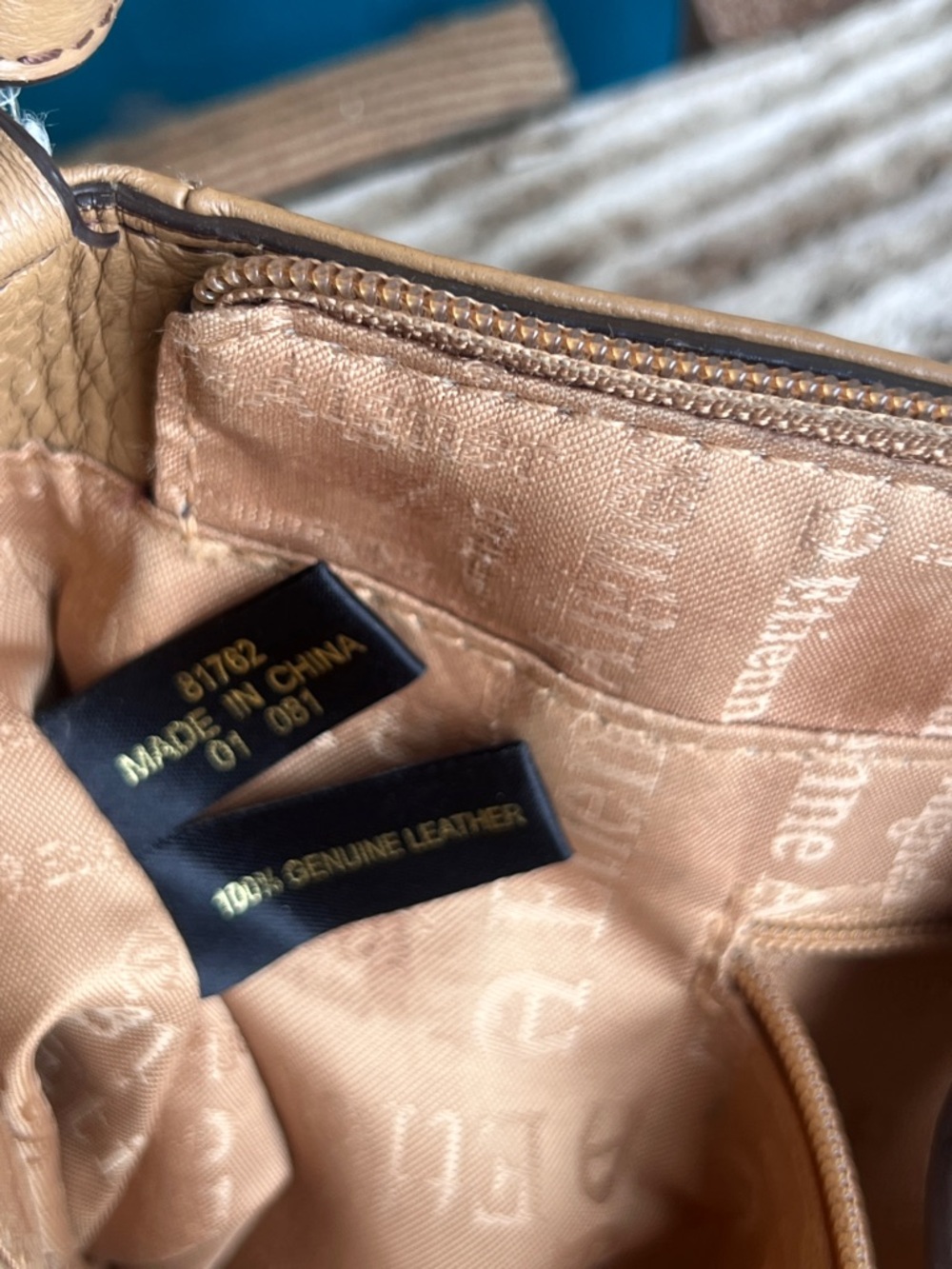 Etienne Aigner Tan Pebbled Leather Shoulder Bag with Buckle Accent - Picture 10 of 14